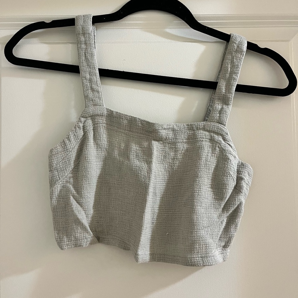 Madewell Light Gray Textured Crop Top